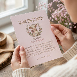 Carte De Remerciements Holy Cow Baby Shower Pink Farmhouse