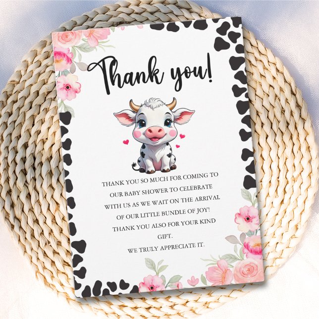 Carte De Remerciements Holy Cow , Cow Baby shower Girl (Créateur téléchargé)
