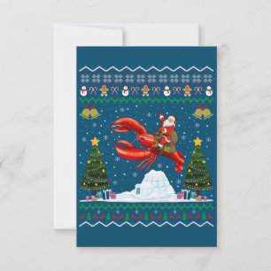 Carte De Remerciements Homard Vilain Noël Cadeau Père Noël équitation Hom