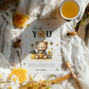 Carte De Remerciements Honey Bear Bee 1er Anniversaire Genre Neutre Bee-D