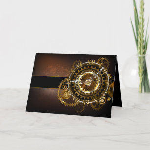 Carte De Remerciements Horloge Steampunk avec des engrenages anciens
