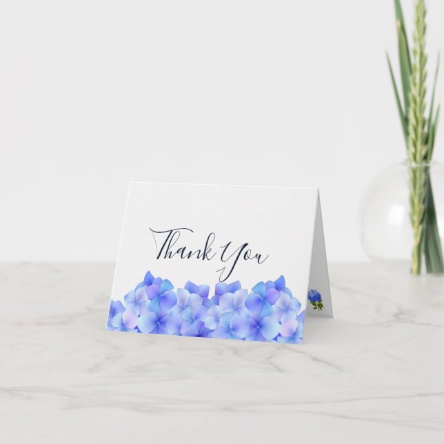 Carte De Remerciements Hortensia bleu aquarelle (Devant)