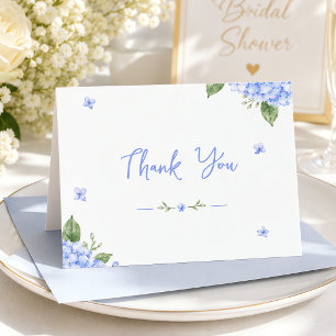 Carte De Remerciements Hortensia Bleu Élégant Floral Aquarelle