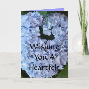 Carte De Remerciements Hortensia bleu en forme de coeur