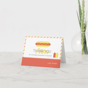 Carte De Remerciements Hot Dog moderne rouge et jaune Anniversaire