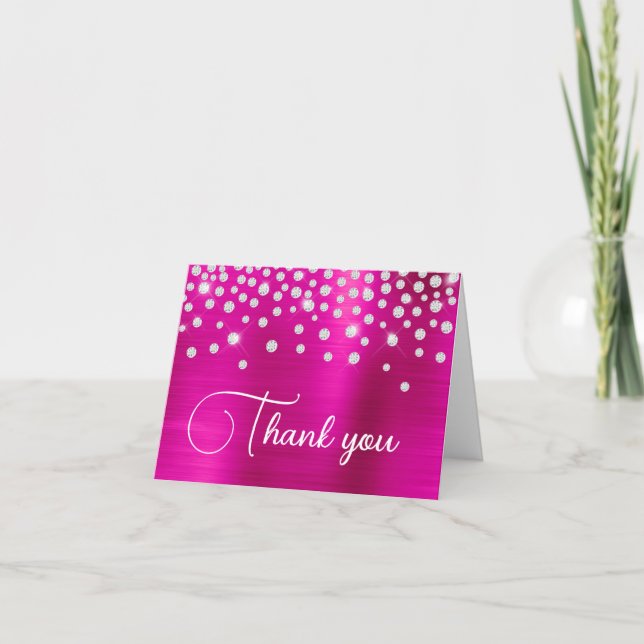 Carte De Remerciements Hot rose Foil Diamond Confetti 50e anniversaire (Devant)