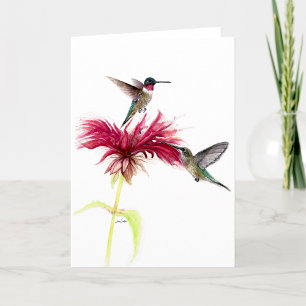 Carte De Remerciements Hummingbirds Floral Aquarelle Vide Salutation Ou