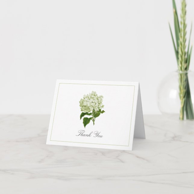 Carte De Remerciements Hydrangea Vert Blanc Fleur Traditionnelle (Devant)
