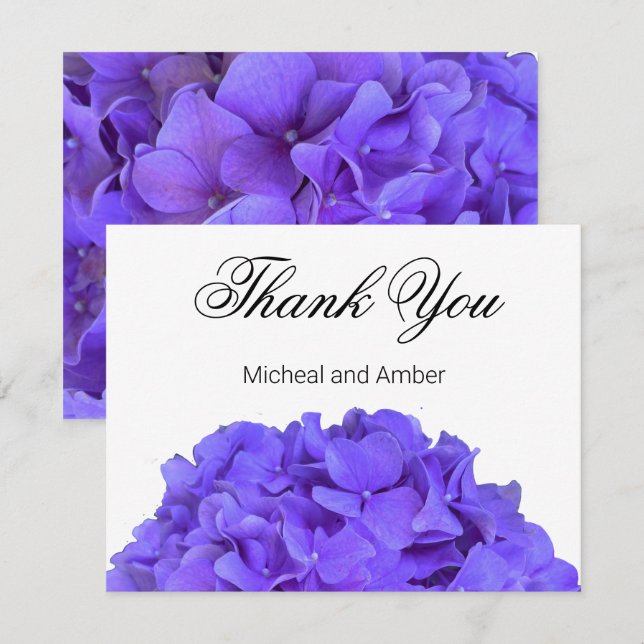 Carte De Remerciements Hydrangeas Lavender lilas (Devant / Derrière)