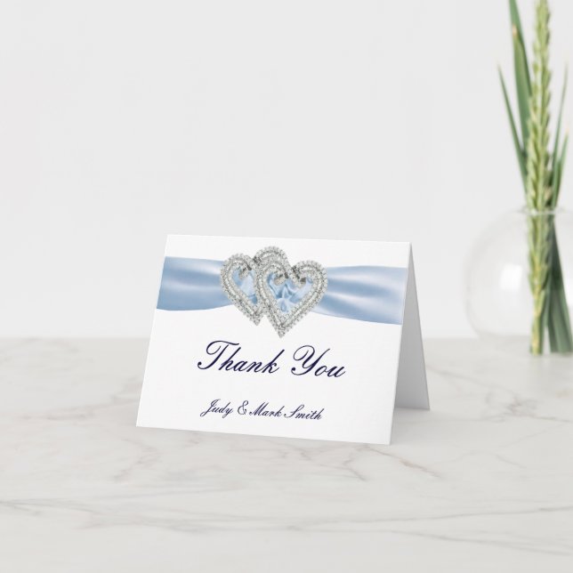 Carte de remerciements Ice Blue Hearts personnalis (Devant)