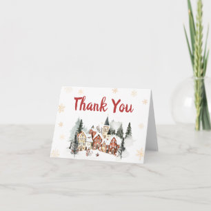 Carte De Remerciements Il faut un Baby shower d'hiver de village