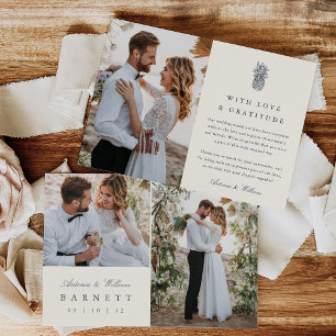 Carte De Remerciements Île Vintage ananas Mariage multiphoto