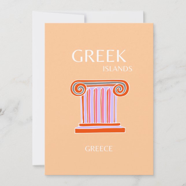 Carte De Remerciements Îles grecques, Grèce, Art Voyage, Orange (Devant)
