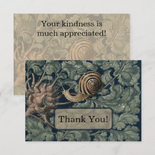 Carte De Remerciements Illustration Art Nouveau botanique escargot antiqu