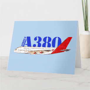Carte De Remerciements Illustration d'Airbus A380 avec design de queue ro