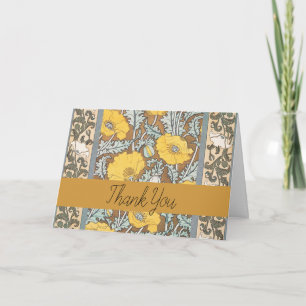 Carte De Remerciements illustration d'art pavot fleur jaune