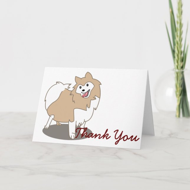 Carte De Remerciements Illustration de Digitals - chien de Pomeranian (Devant)