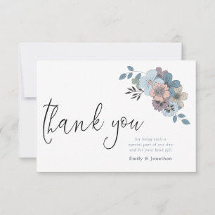 Carte De Remerciements Illustration de fleurs en bleu poussiéreux Photo d