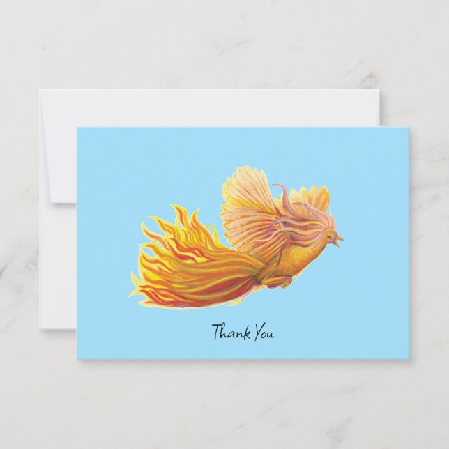 Carte De Remerciements Illustration de l'oiseau de Phoenix Levante Pastel (Devant)