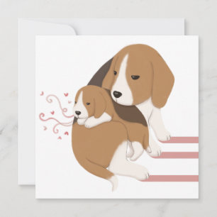 Carte De Remerciements Illustration de maman et bébé Beagle mignonne