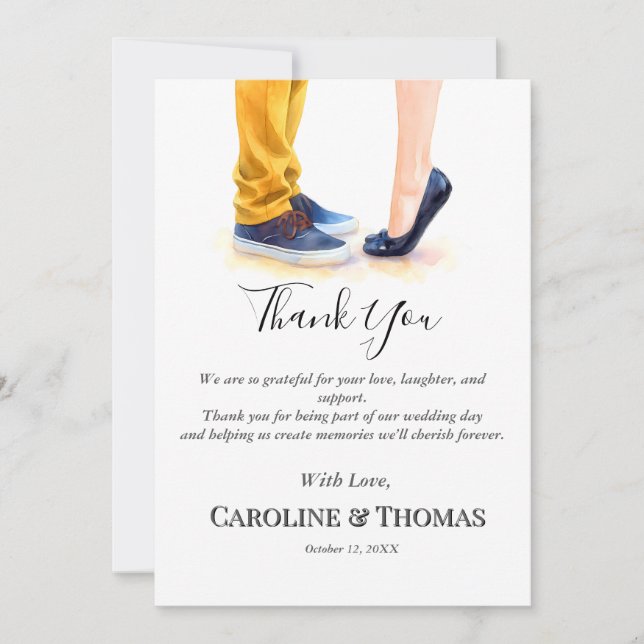 Carte De Remerciements Illustration décontractée de la répétition Mariage (Devant)