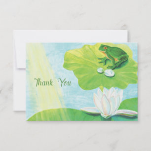 Carte De Remerciements Illustration d'une grenouille verte profitant des