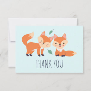 Carte De Remerciements Illustration graphique de renards orange mignons