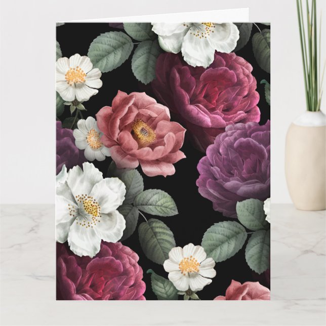 Carte De Remerciements Illustration Rose vintage (Devant)