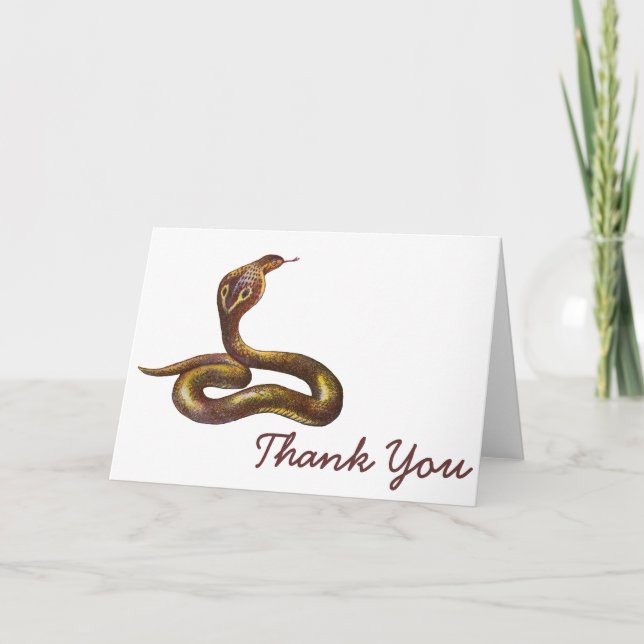Carte De Remerciements Illustration vintage de serpent de cobra (Devant)