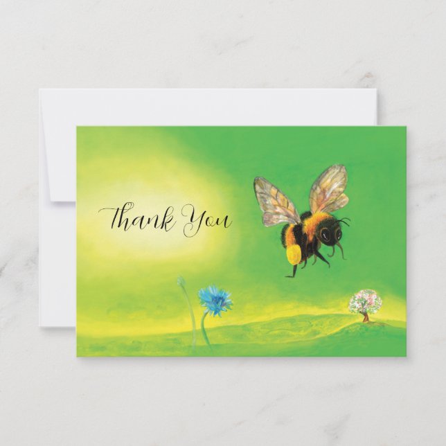 Carte De Remerciements Illustration volante Bumblebee (Devant)