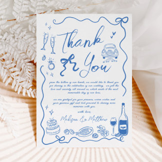 Carte De Remerciements Illustrations à la main Doodles Mariage