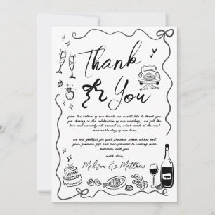 Carte De Remerciements Illustrations faites à la main Mariage de gribouil