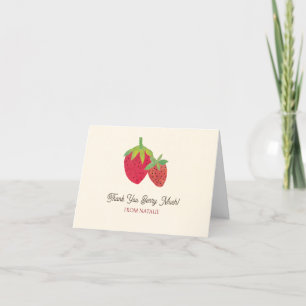 Carte De Remerciements Illustré à la main par la fraise rouge moderne du 