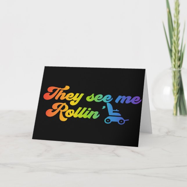 Carte De Remerciements Ils me voient Rollin’ - fauteuil roulant (Devant)