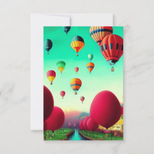 Carte De Remerciements Imaginaire coloré montgolfières volantes