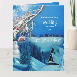 Carte De Remerciements Imaginaire hivernal neige en un seul mariage Invit