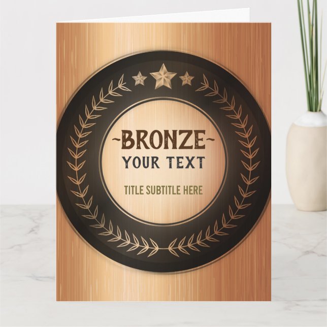 Carte De Remerciements IMPRIMER do-it-yourself MÉDAILLE Bronze AJOUTER VO (Devant)