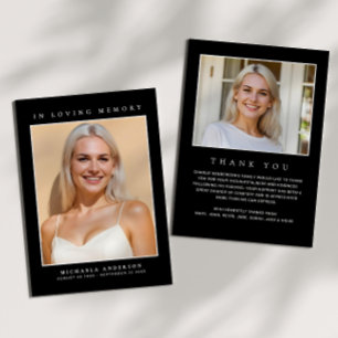 Carte De Remerciements In Love Memory 2-Photo Simple Mémorial Moderne