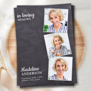 Carte De Remerciements In Love Memory 3 Photo Modern Memorial Funeral