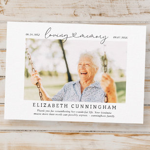 Carte De Remerciements In Love Memory Memorial Simple Photo moderne