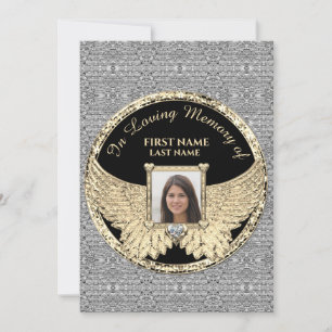 Carte De Remerciements In Love Memory Photo Silver and Gold  