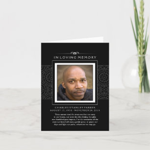 Carte De Remerciements In Loving Memory Photo Black Greeting Card