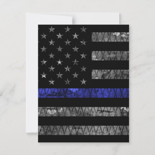 Carte De Remerciements Indicateur de la ligne bleue mince de la police (Devant)