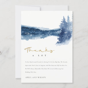 CARTE DE REMERCIEMENTS INDIGO INK BLUE MOUNTAIN LAKE PINE SNOW MARIAGE