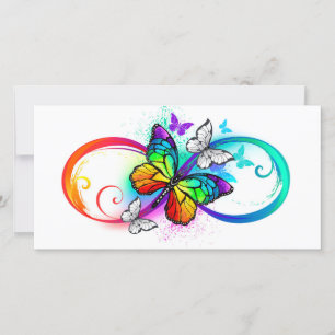 Carte De Remerciements Infini lumineux avec papillon arc-en-ciel