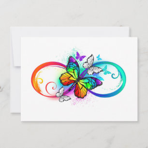 Carte De Remerciements Infini lumineux avec papillon arc-en-ciel