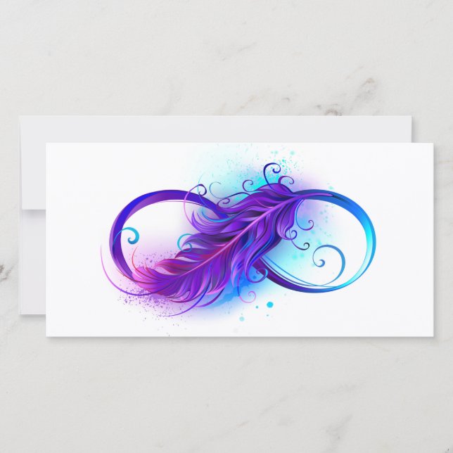 Carte De Remerciements Infinity with purple feather (Devant)