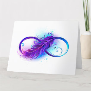 Carte De Remerciements Infinity with Purple Feather