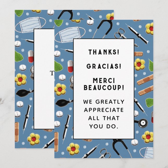 Carte de remerciements infirmière (Devant / Derrière)