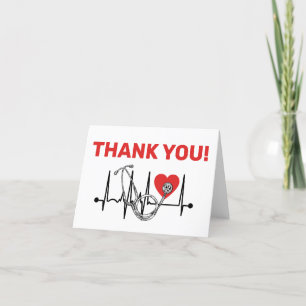 Carte De Remerciements Infirmière Docteur Coeur Médicale Stéthoscope Infi